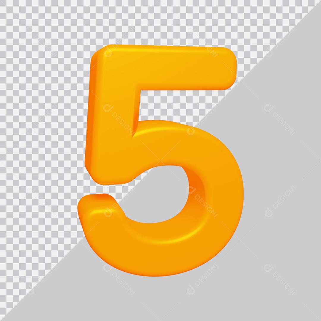 Número 5 com pele Rosa Ilustração 3D PSD