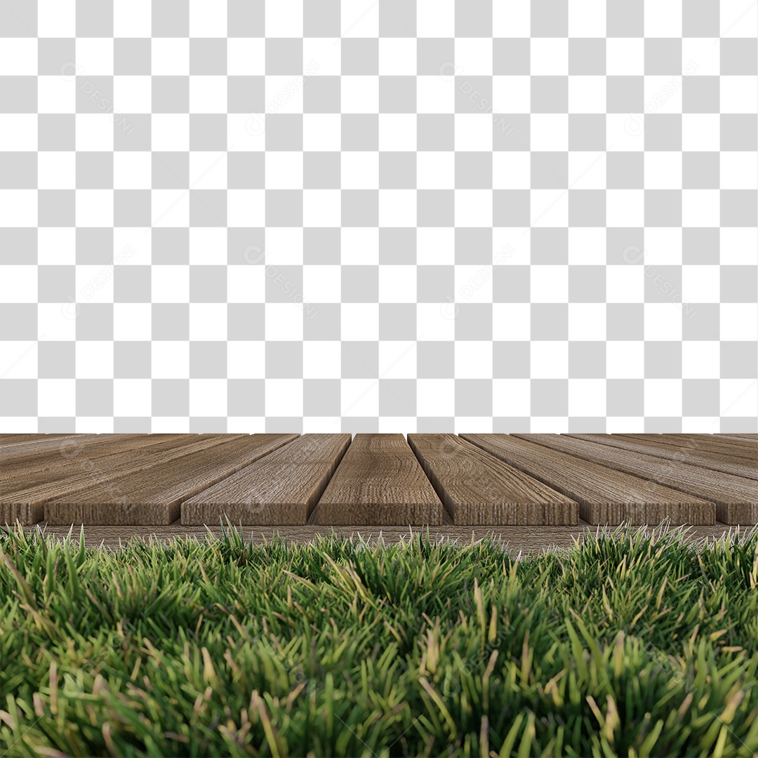 Piso de Madeira e Grama PNG Transparente