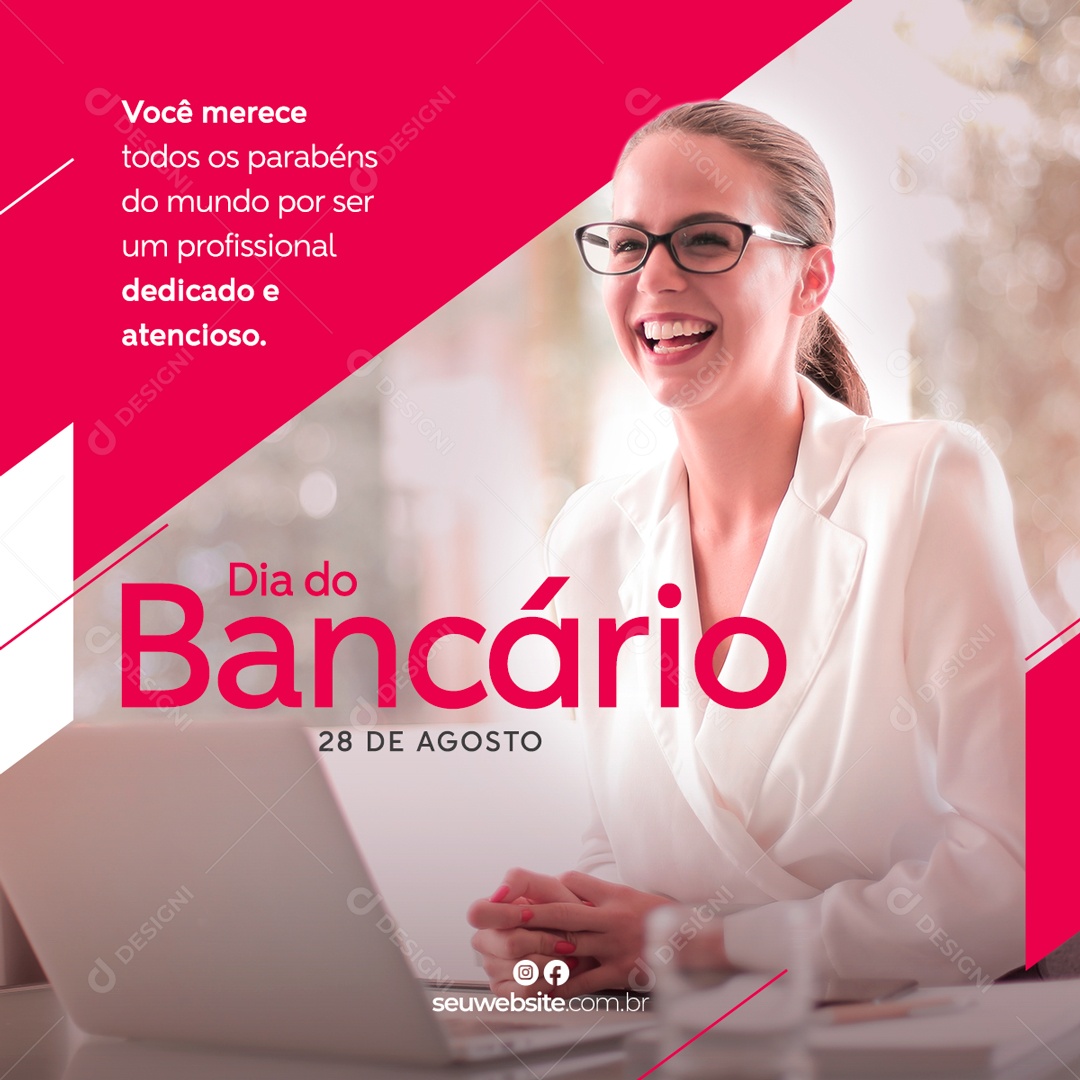 Parabéns Bancário Dia 28 De Agosto Data Comemorativa Social Media PSD Editável