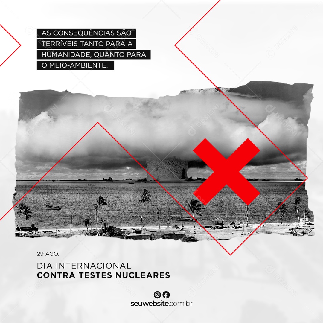 Dia Nacional Contra Testes Nucleares Social Media PSD Editável