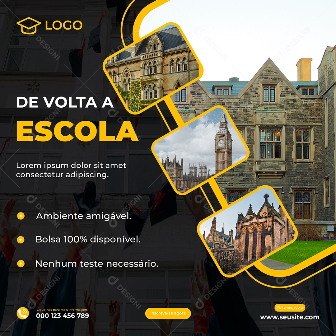 Social Media De Volta a Escola Ambiente Amigável PSD Editável