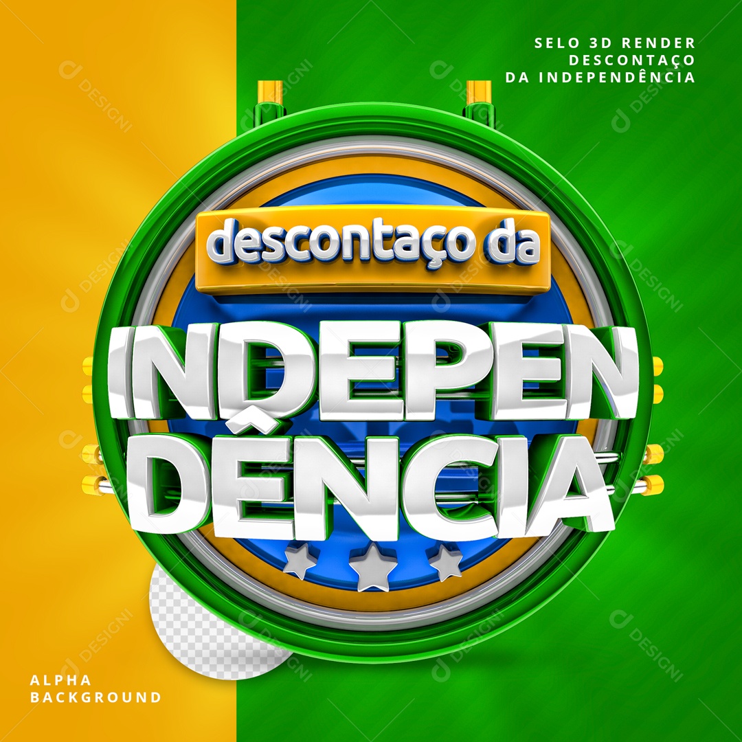 Selo 3D Descontaço Da Independência Verde e Amarelo PSD