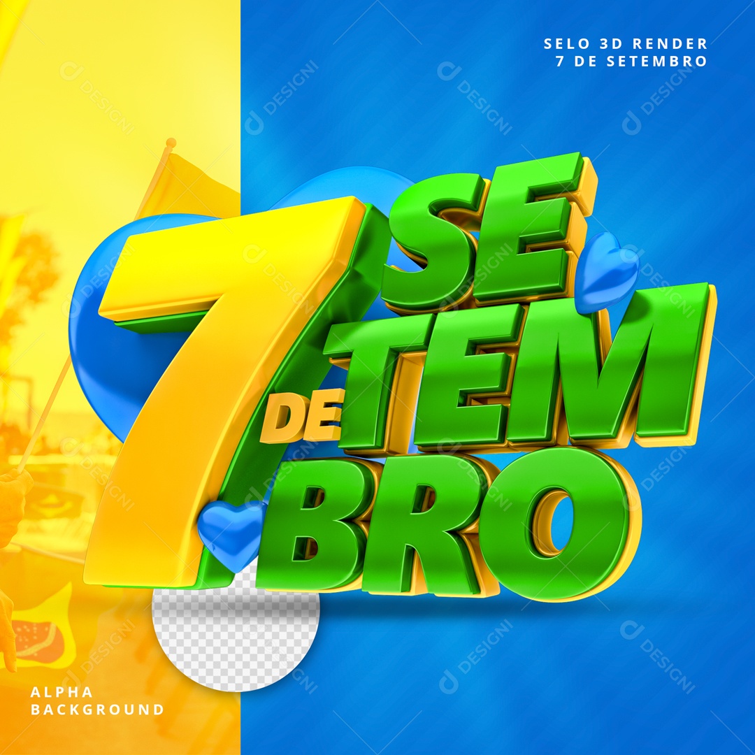 Selo 3D Para Composições 7 De Setembro Verde Amarelo PSD