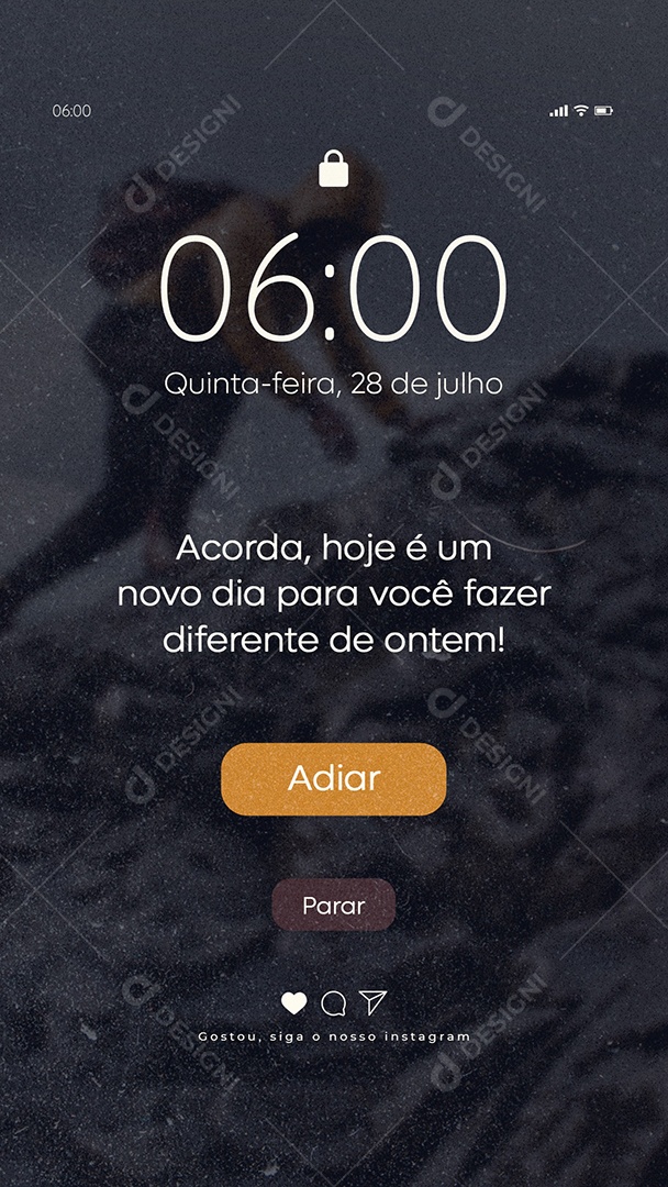 Social Media Frase Motivacional Acorda, Hoje é Um Novo Dia PSD Editável