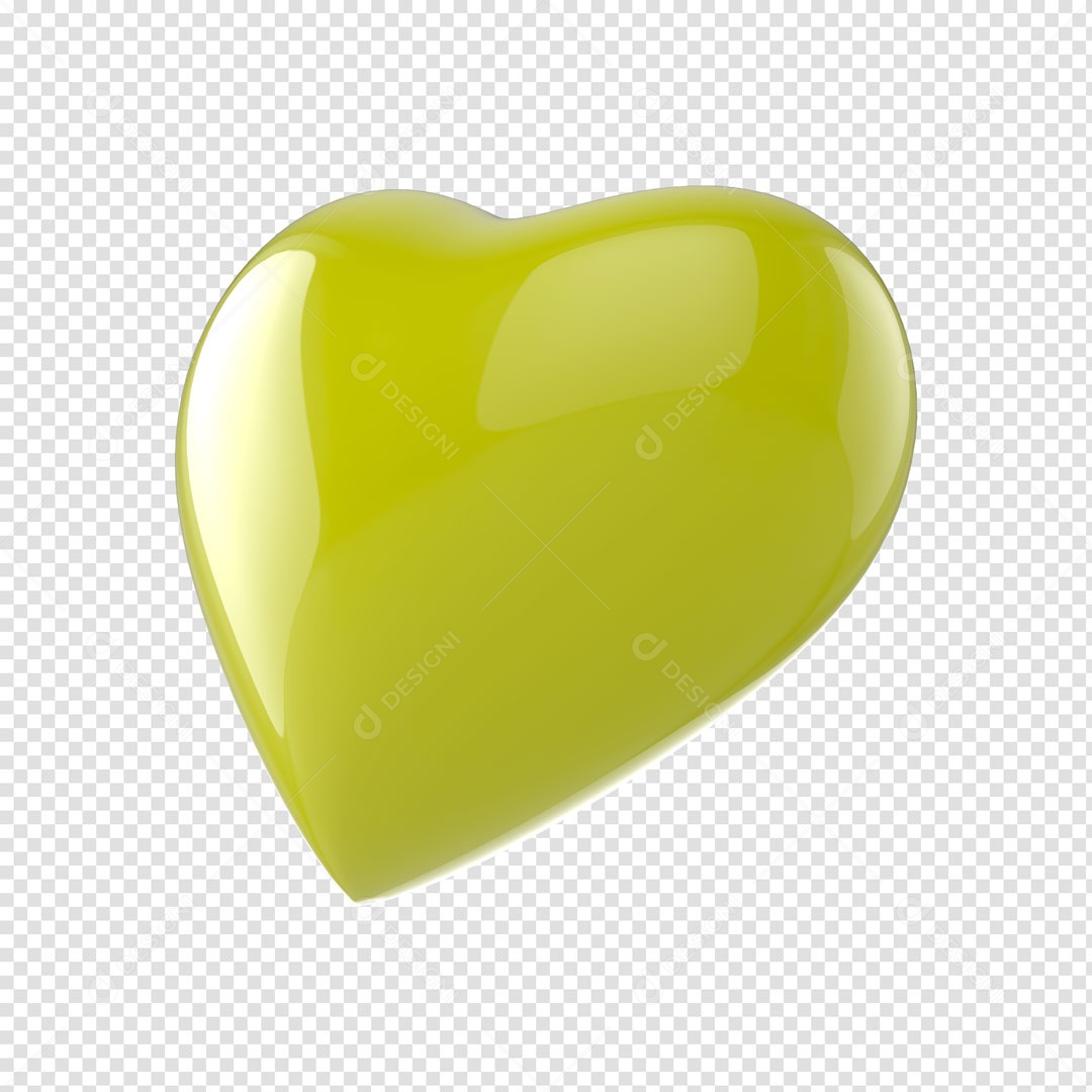 Elemento 3D Para Composição Coração Amarelo PSD