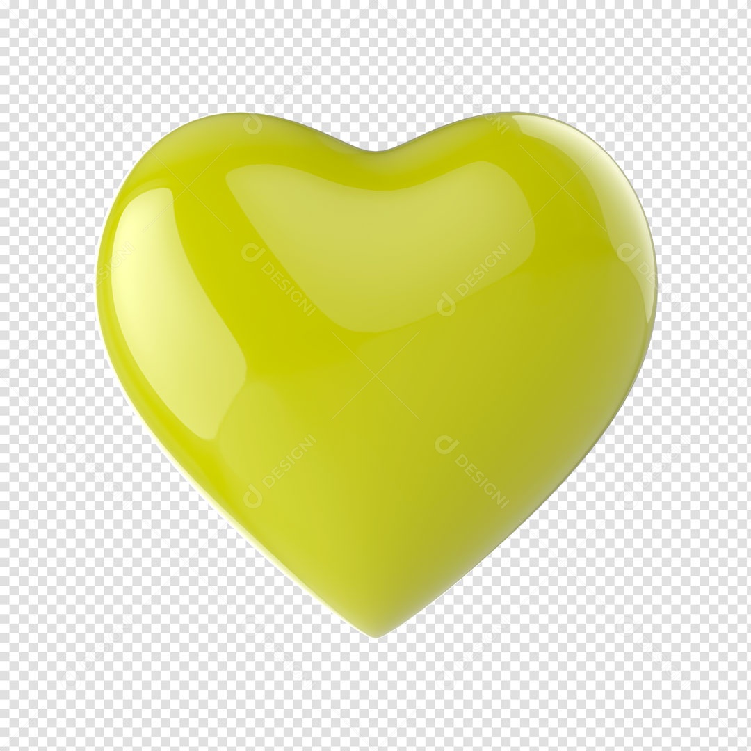 3D Element For Composition Yellow Heart PSD