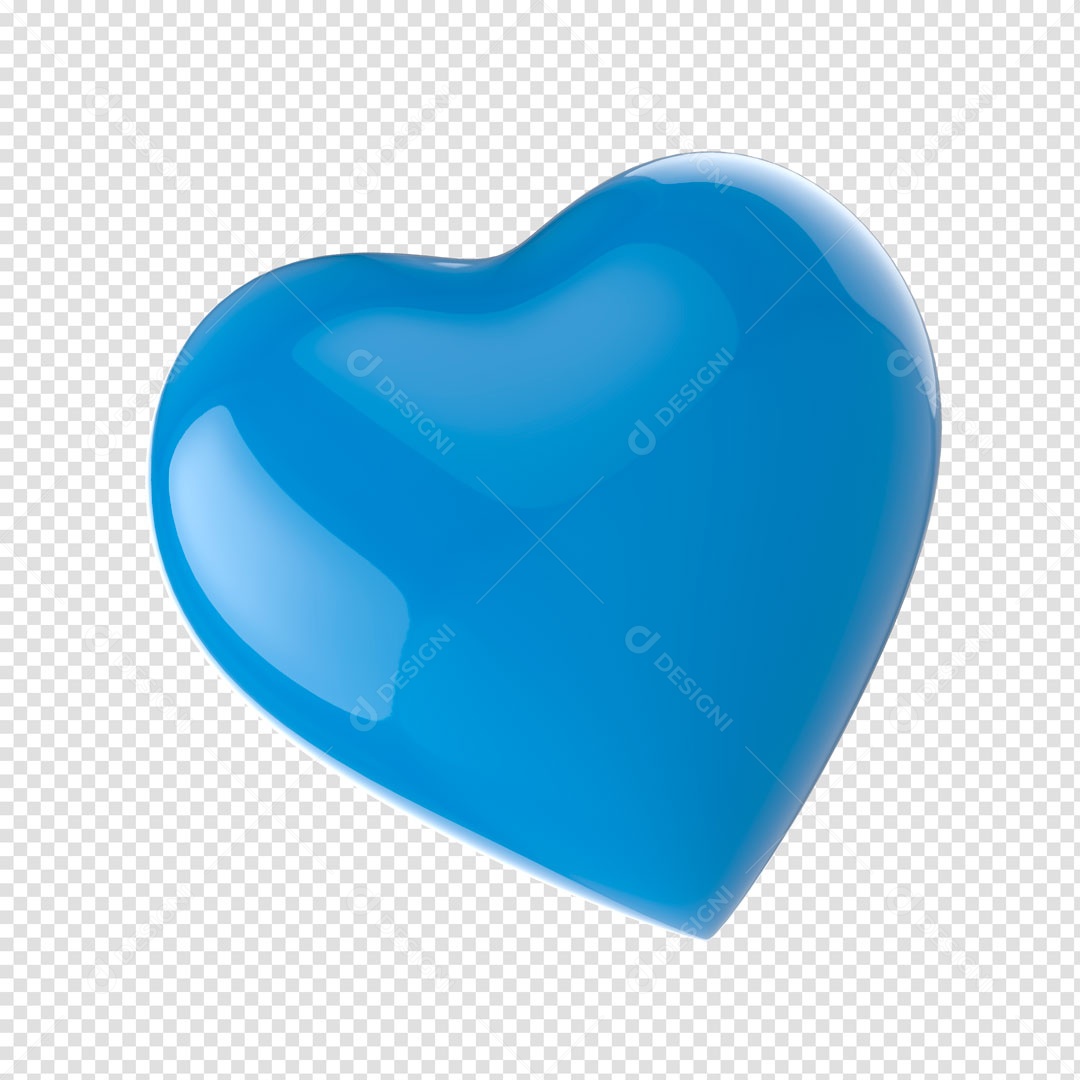 Elemento 3D Para Composição Coração Azul PSD