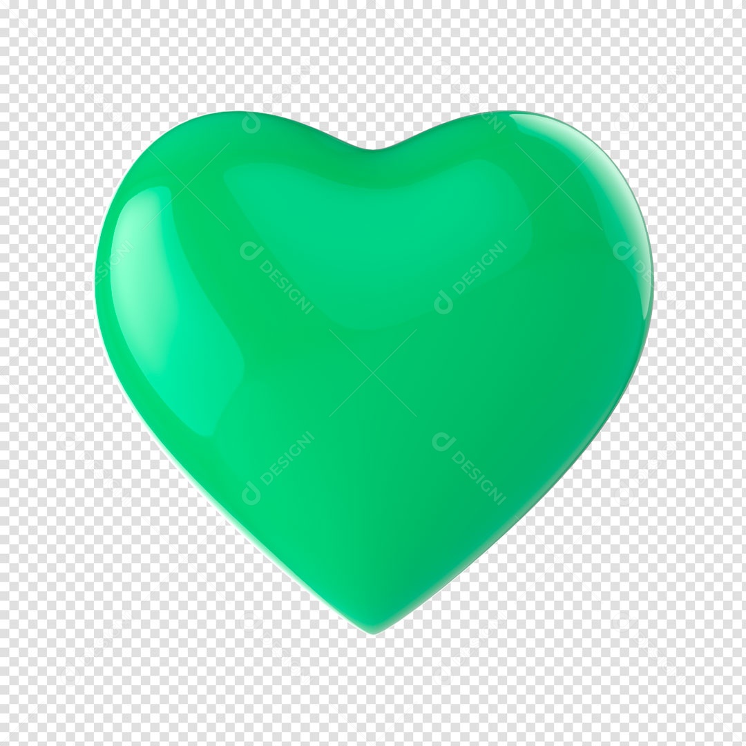 Elemento 3D Para Composição Coração Verde PSD
