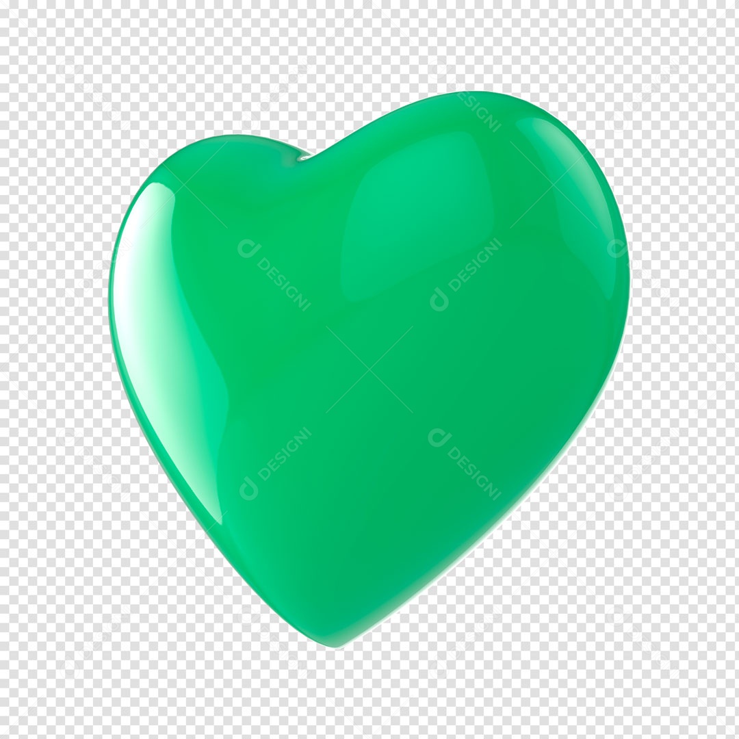 Elemento 3D Para Composição Coração Verde PSD