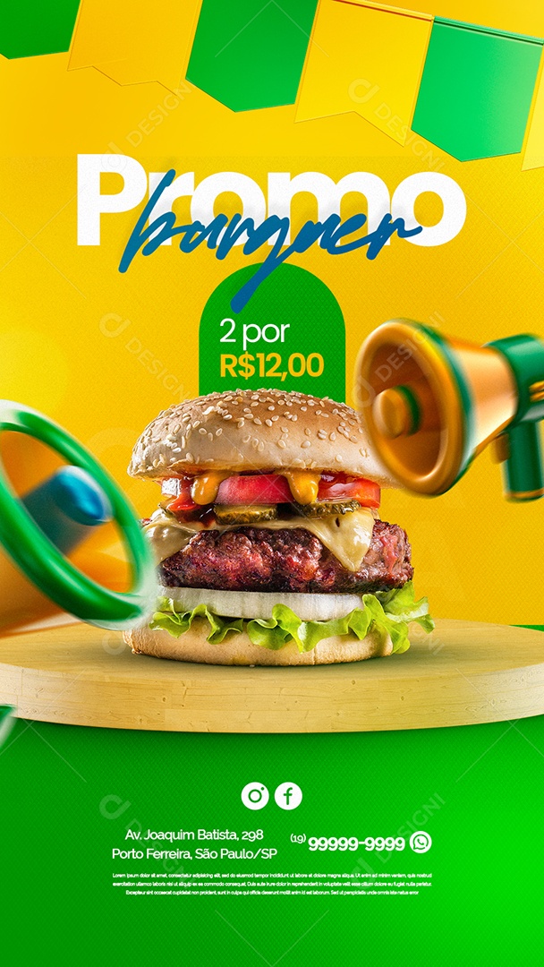 Social Media Independência do Brasil Hamburgueria Promo Burguer PSD Editável