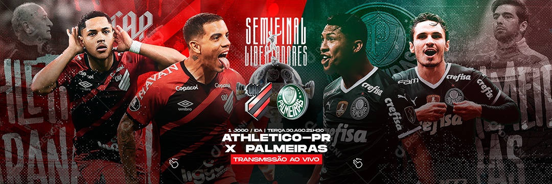 Futebol Athletico Paranaense vs Palmeiras Semifinal da Copa Libertadores Social Media PSD Editável