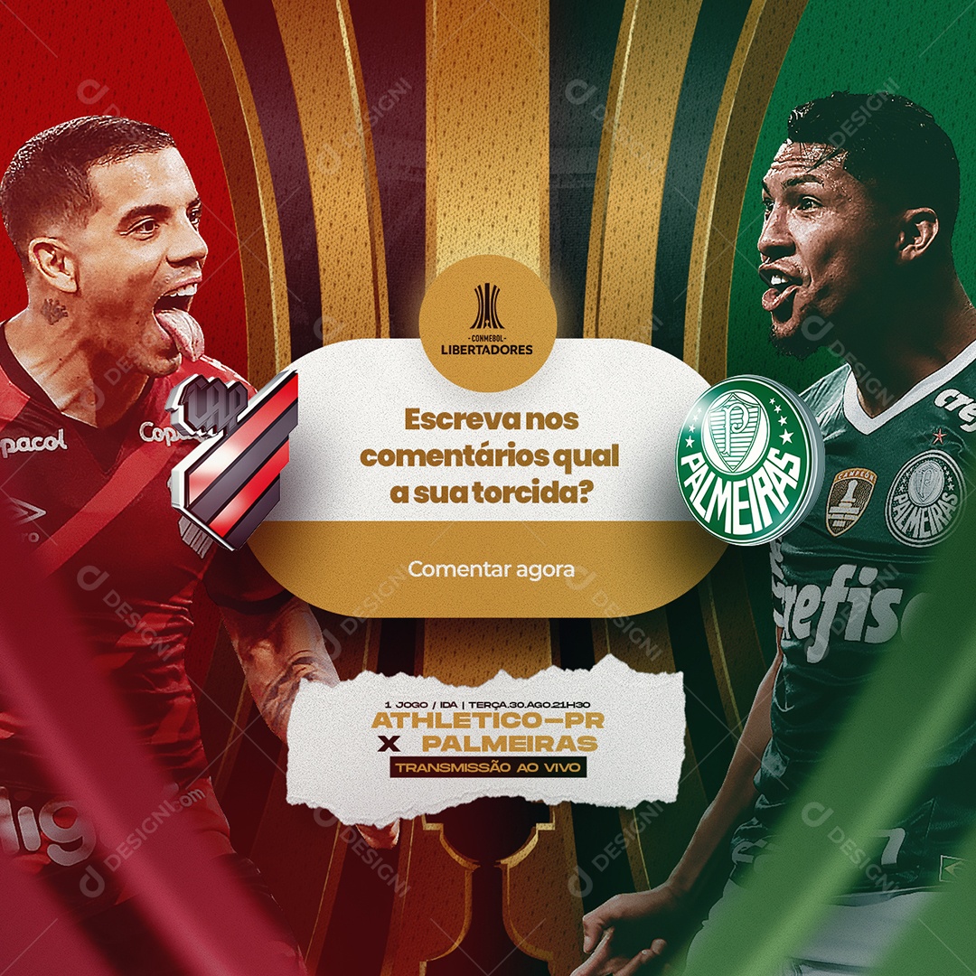 Futebol Athletico Paranaense vs Palmeiras Semifinal da Copa Libertadores Social Media PSD Editável