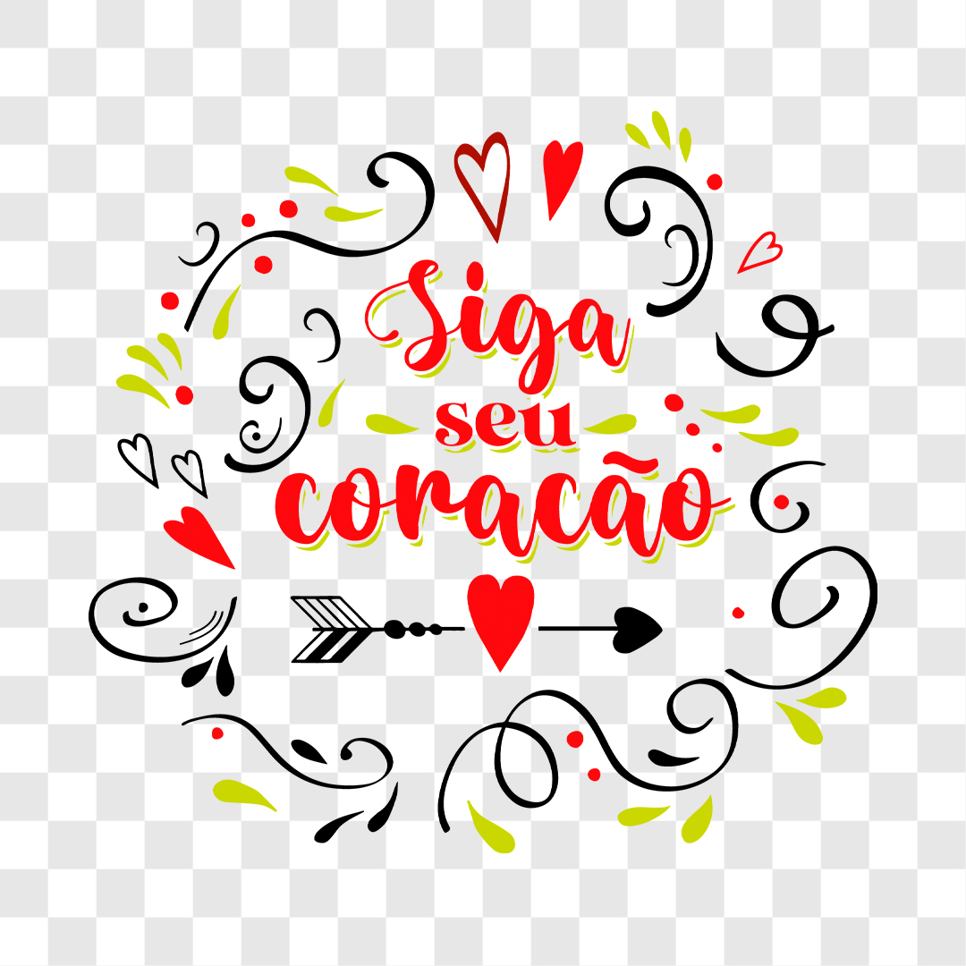 Lettering Siga Seu Coração EPS + PNG