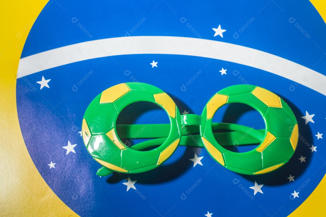 Óculos Vidros com cores do Brasil, verde amarelo e azul da copa do mundo
