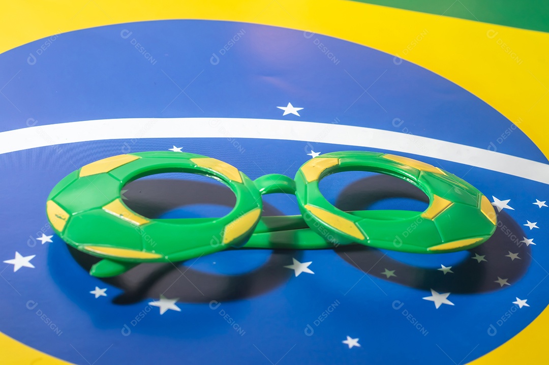 Óculos Vidros com cores do Brasil, verde amarelo e azul da copa do mundo
