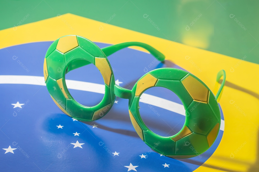 Óculos Vidros com cores do Brasil, verde amarelo e azul da copa do mundo