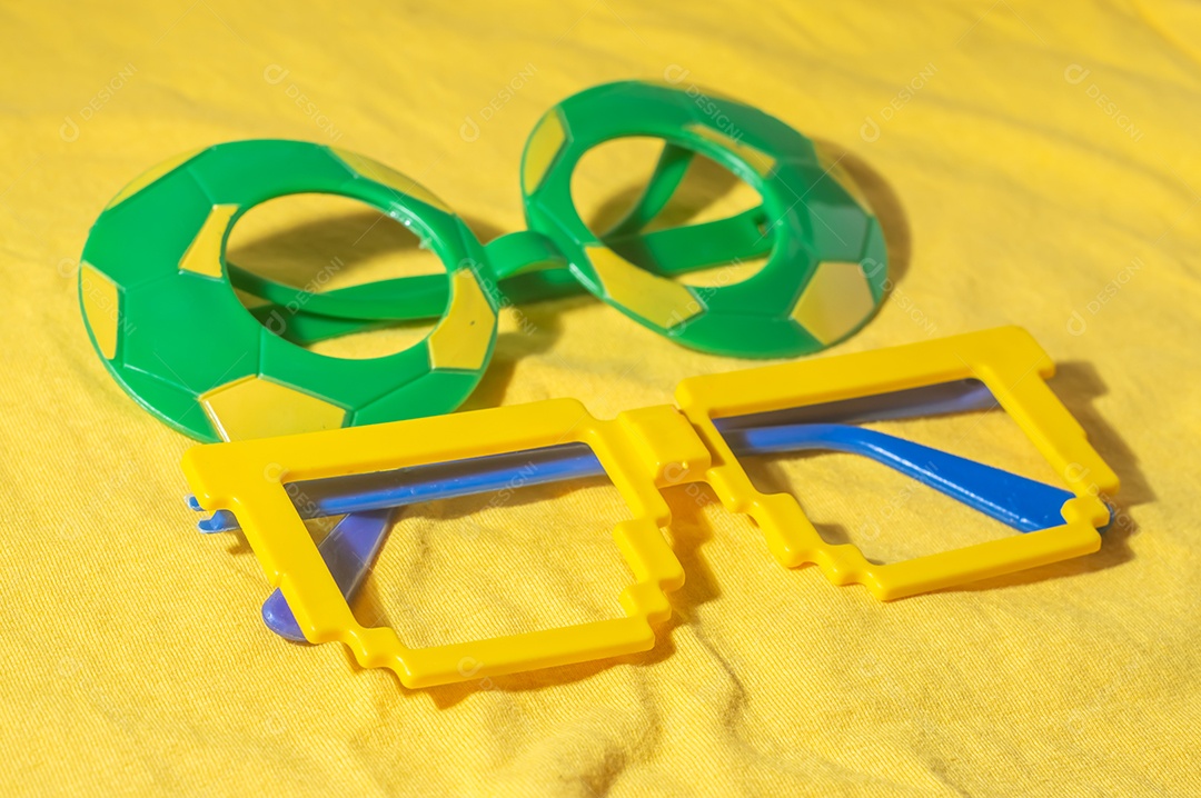 Óculos Vidros com cores do Brasil, verde amarelo e azul da copa do mundo