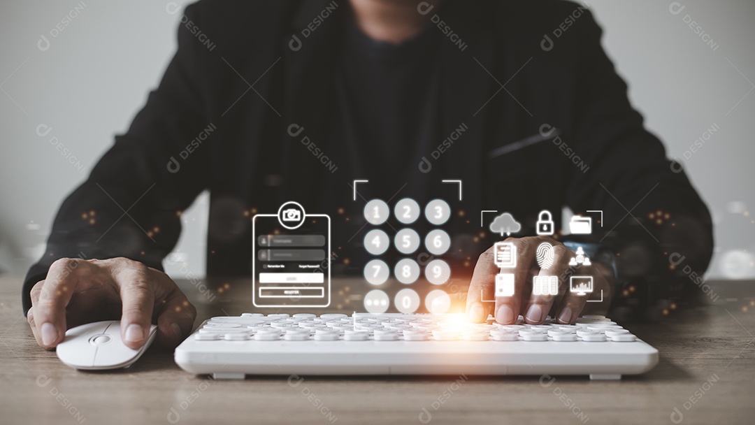 login e senha, conceito de segurança cibernética, proteção de dados e acesso seguro à Internet, segurança cibernética