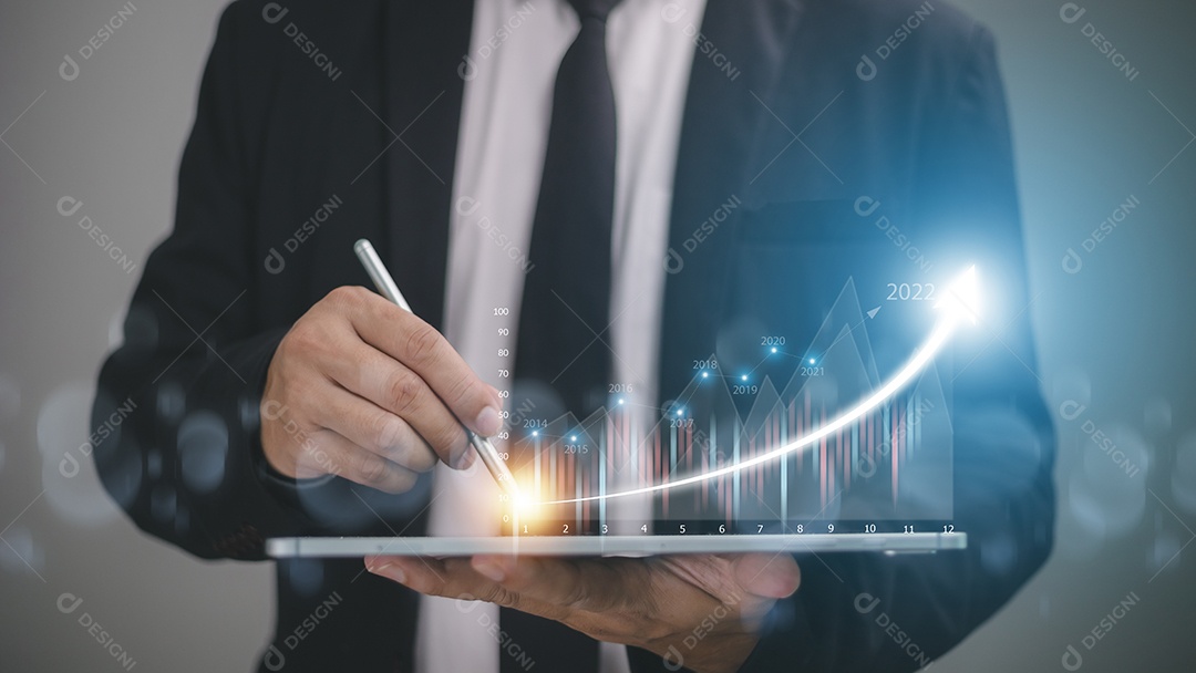 Exchange Investment Funds and Digital Assets. businessman analyzing financial data from tablet forex trading chart