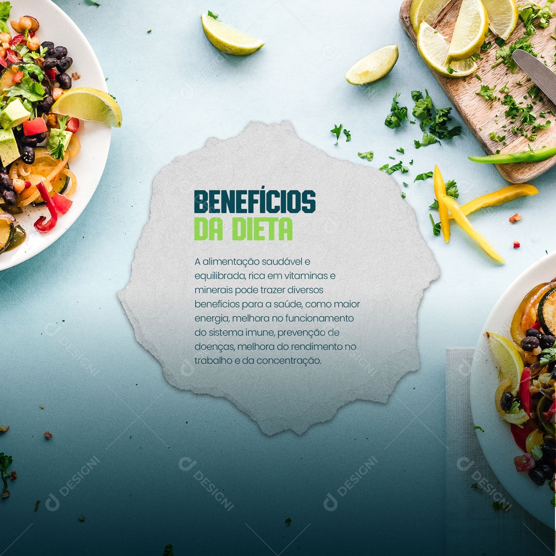 Benefícios da Dieta Social Media PSD Editável