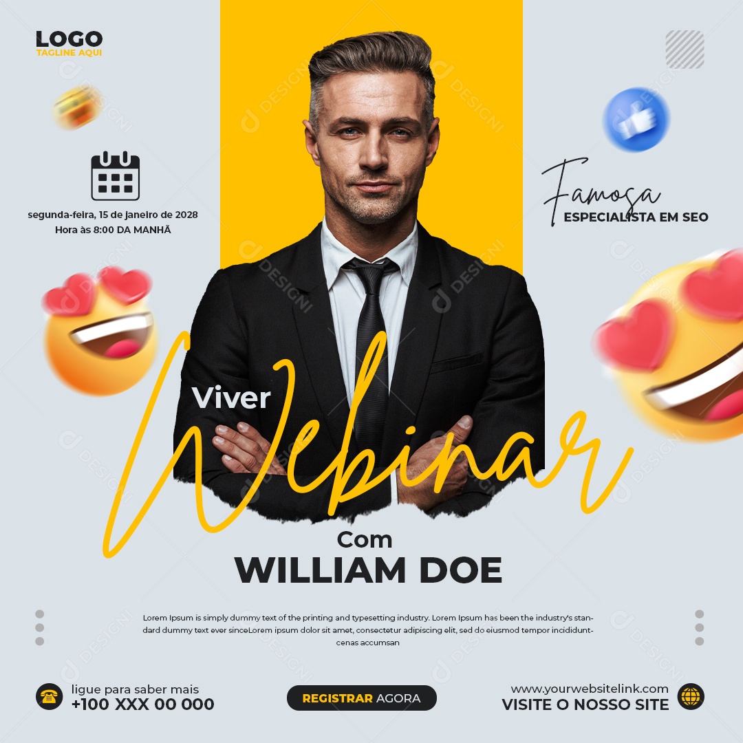 Social Media Viver Marketing Webinar PSD Editável