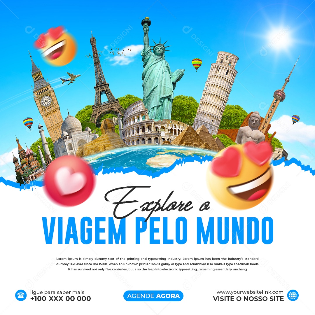 Social Media Viagem Explore o Viagem Pelo Mundo PSD Editável