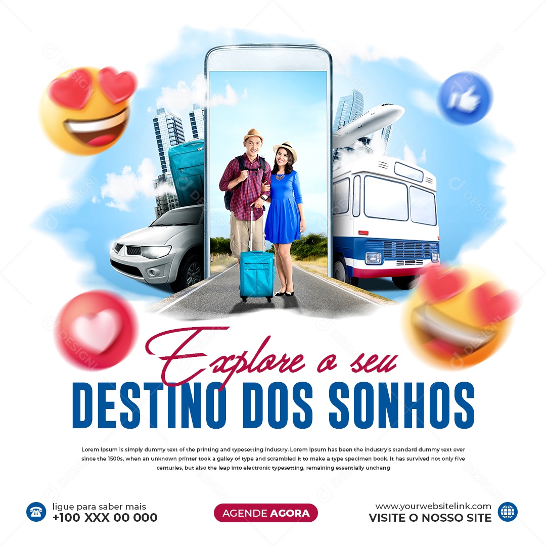 Social Media Viagem Explore o Seu Destino Dos Sonho PSD Editável