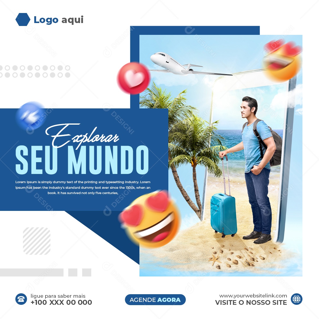 Social Media Viagem Explorar Seu Mundo PSD Editável