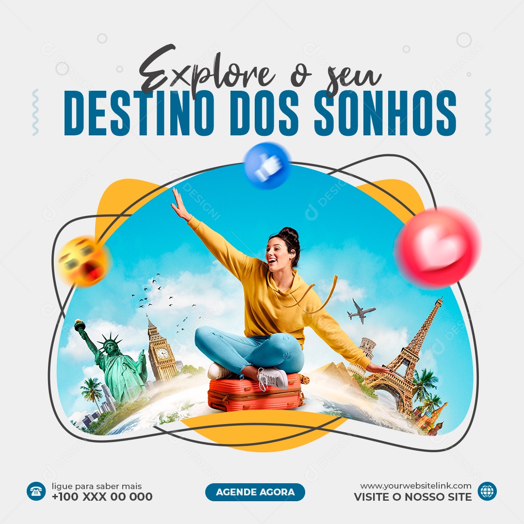 Social Media Viagem Explore o Seu Destino Dos Sonho PSD Editável