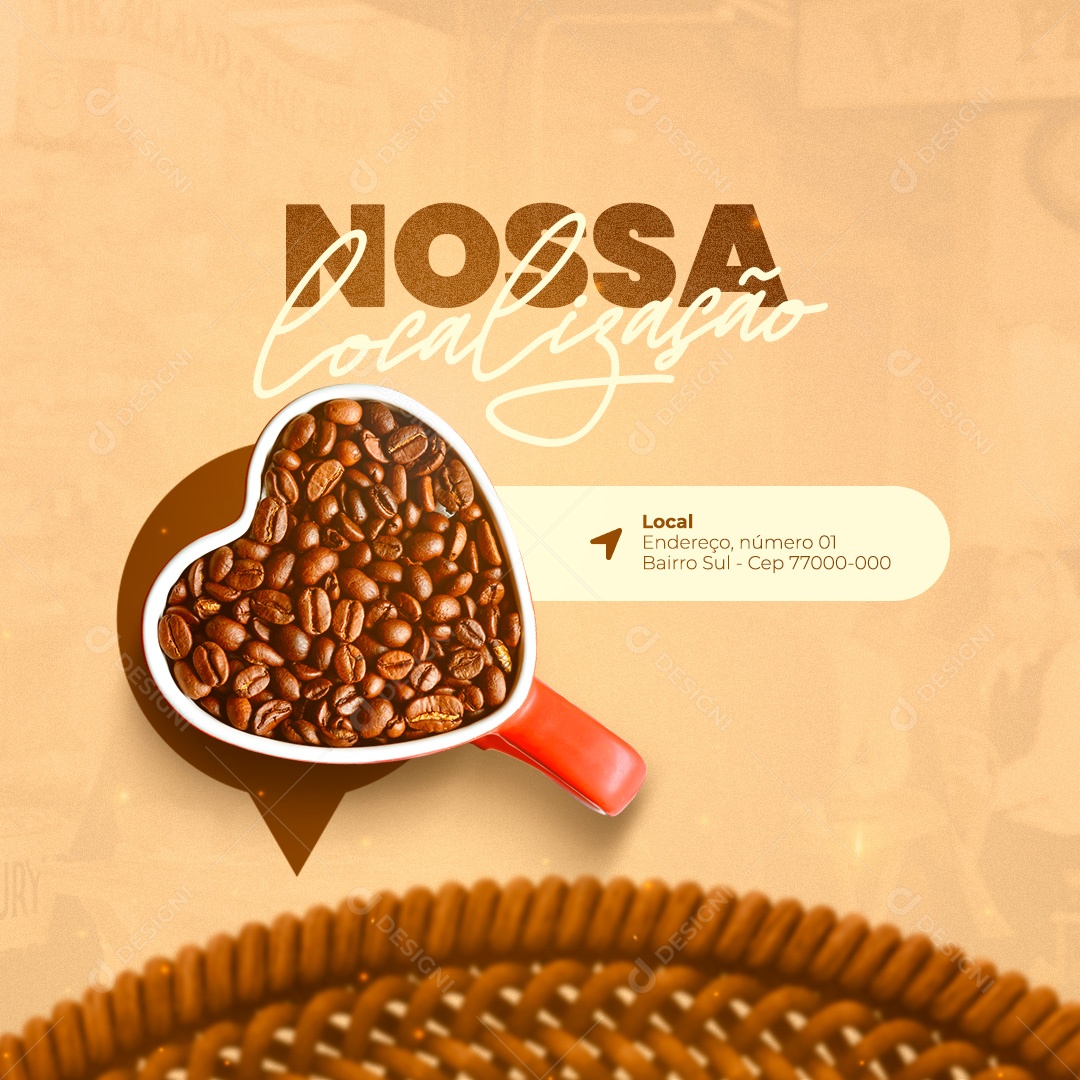 Social Media Nossa Localização Padaria Cafeteria Social Media  PSD Editável