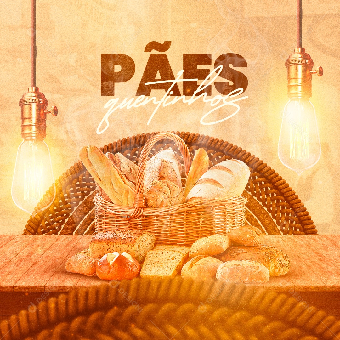Social Media Padaria Pães Quentinhos PSD Editável
