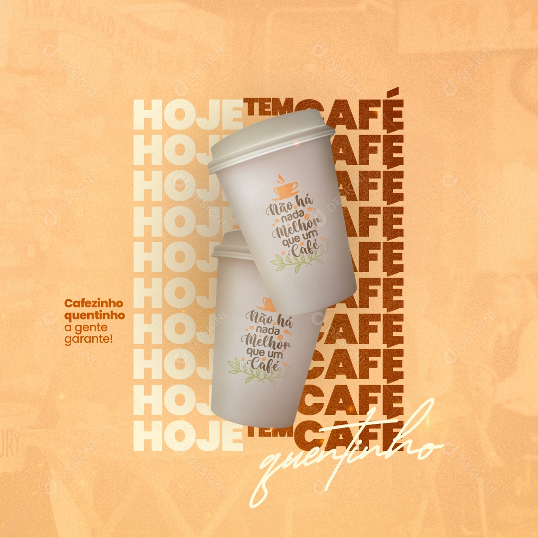 Social Media Padaria Hoje tem Café Quentinho PSD Editável