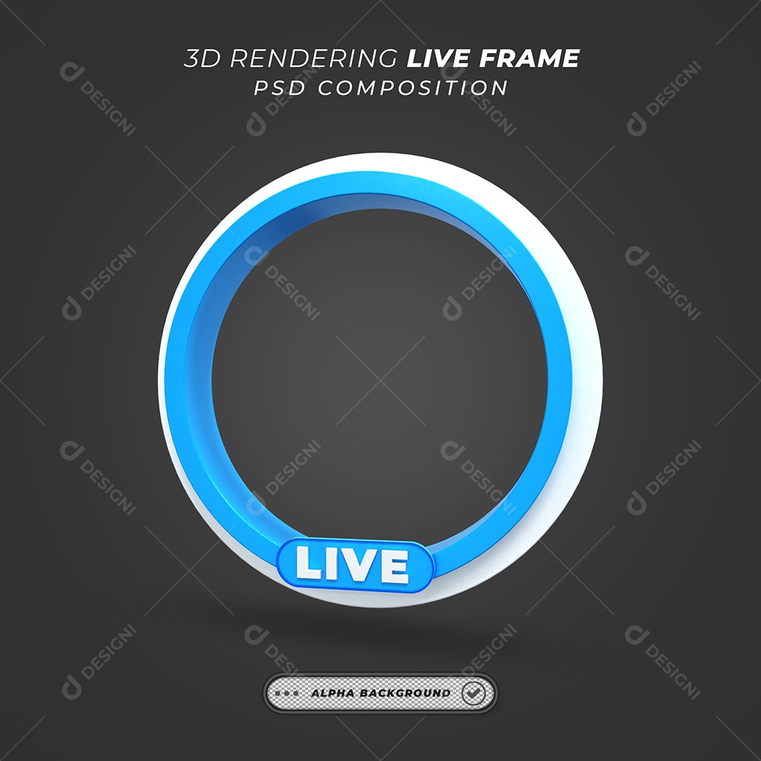 Zoom Live Circle Frame White and Blue 3D Element for Compositing PSD