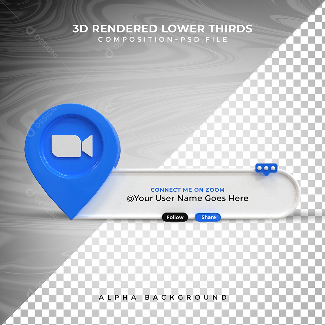 Tag de usuário Zoom Elemento 3D Para Composição PSD