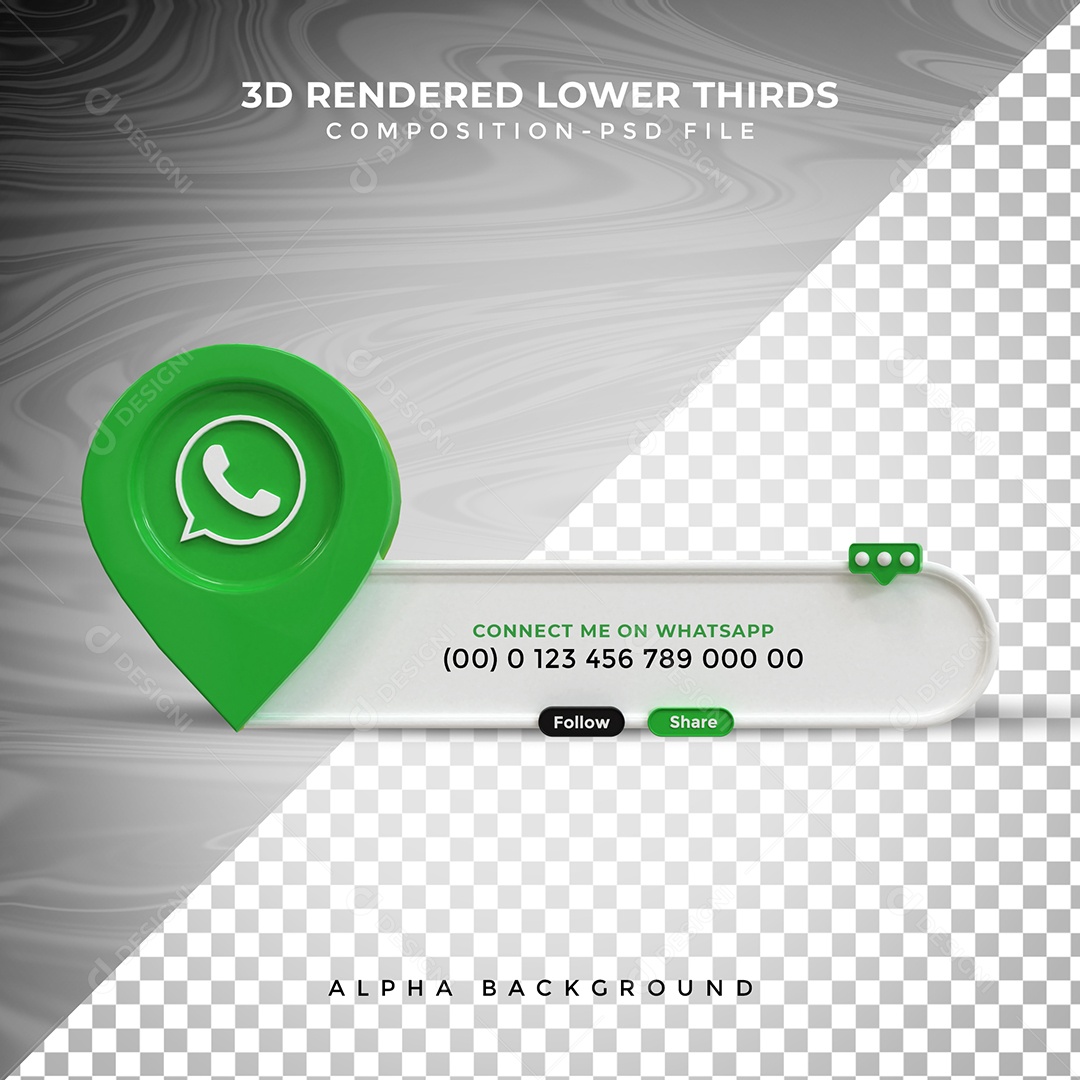 Tag de usuário Whatsapp Elemento 3D Para Composição PSD