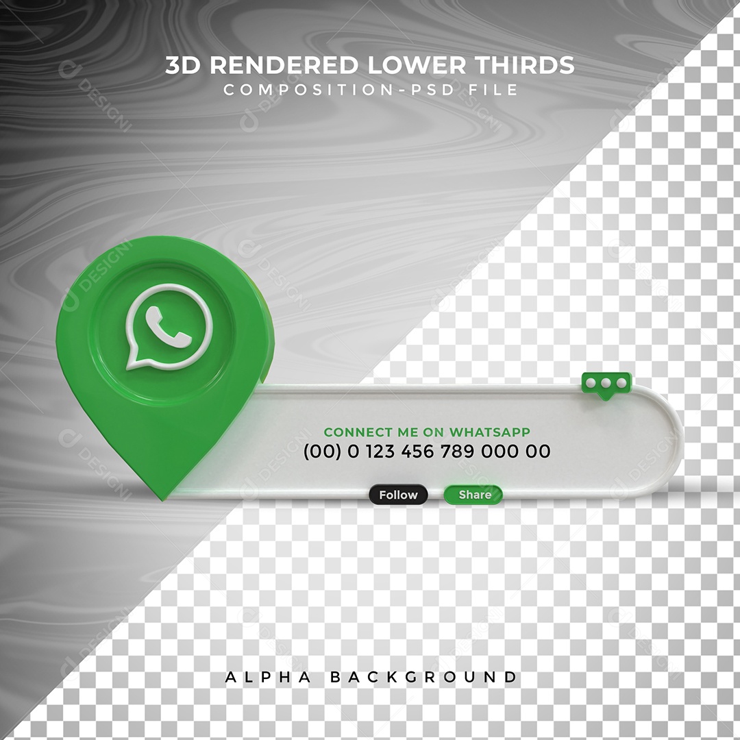 Tag de usuário Whatsapp Elemento 3D Para Composição PSD