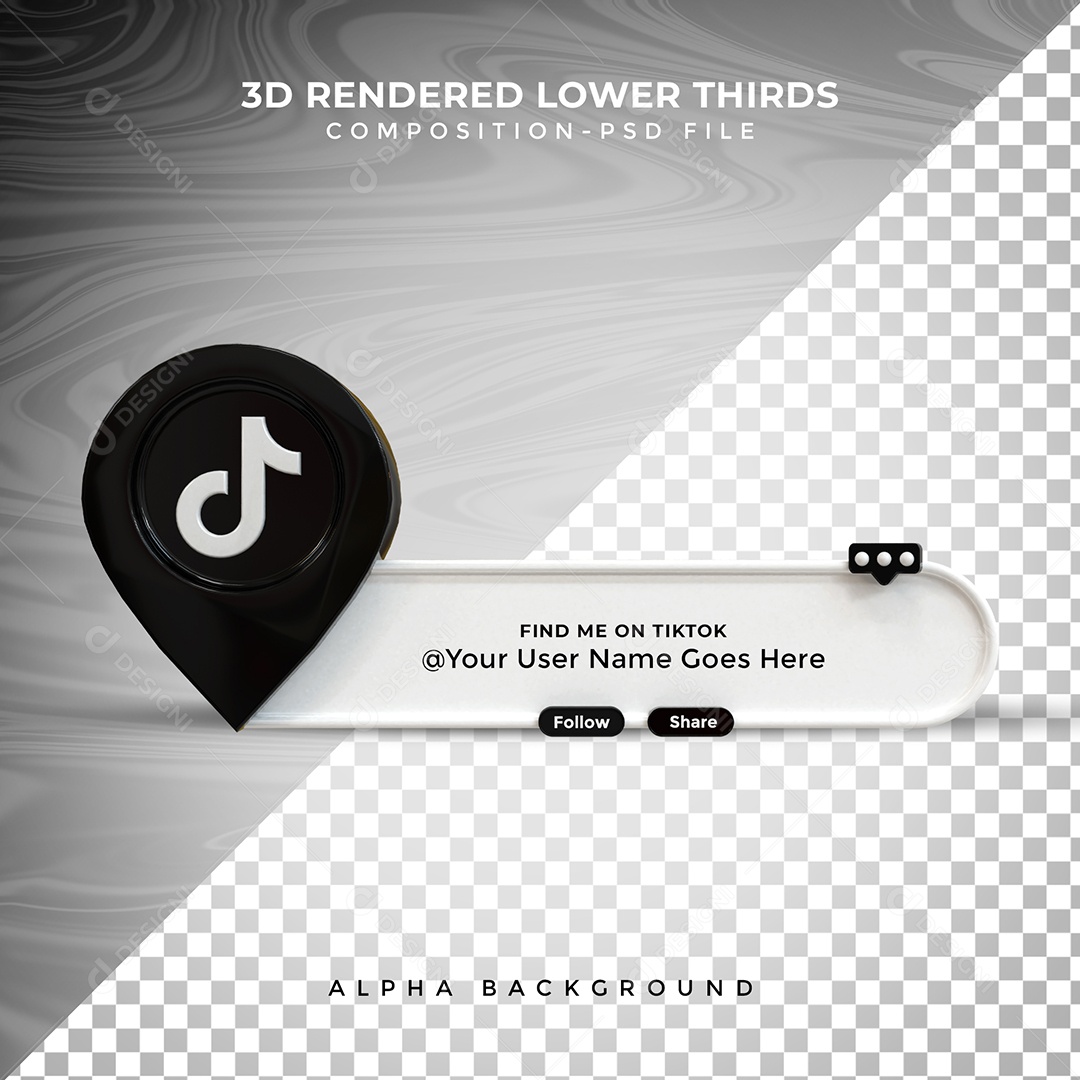 Tag de usuário Tiktok Elemento 3D Para Composição PSD