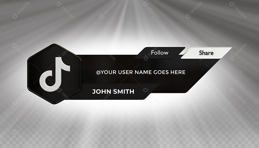 Tag de usuário Tiktok Elemento 3D Para Composição PSD