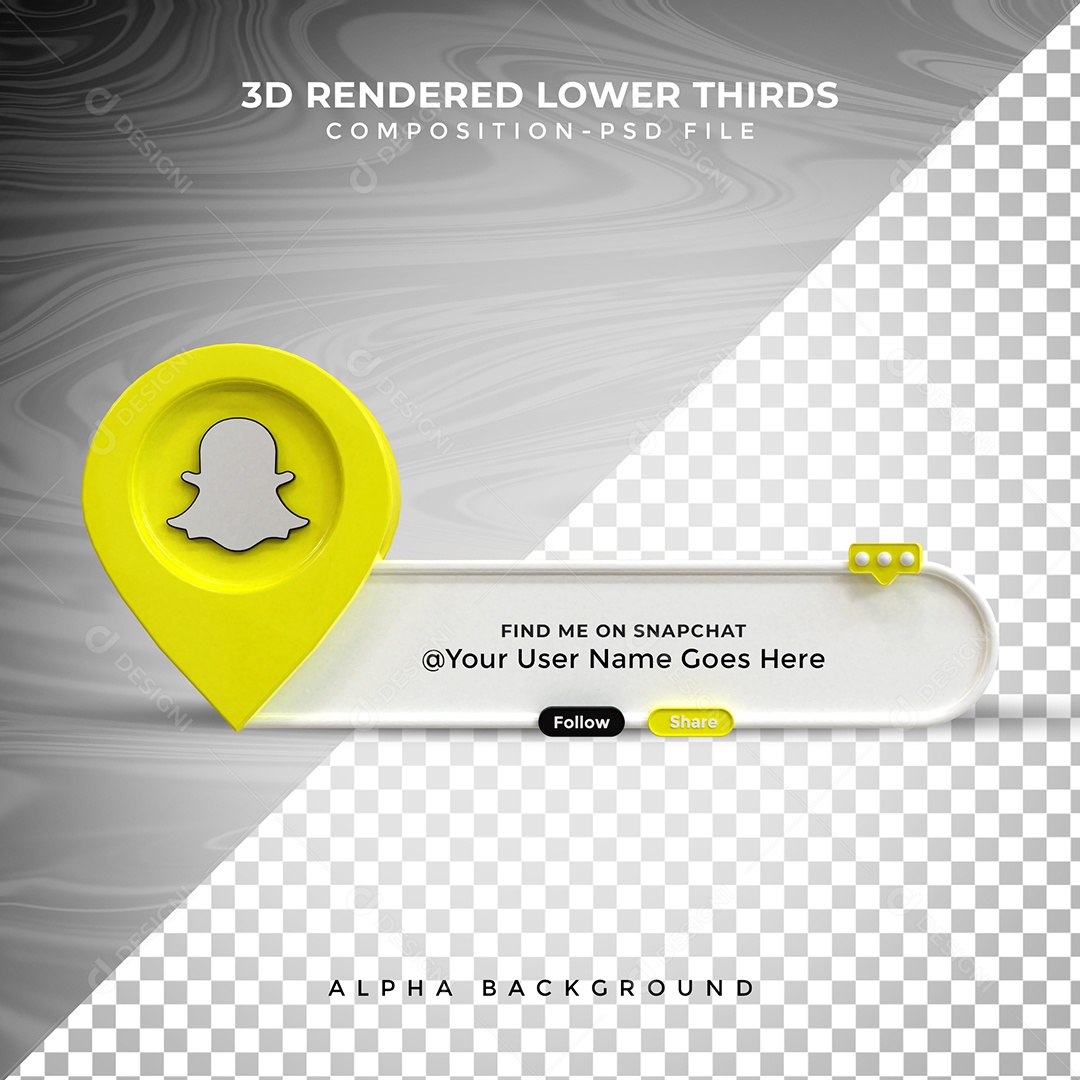 Tag de usuário Snapchat Elemento 3D Para Composição PSD