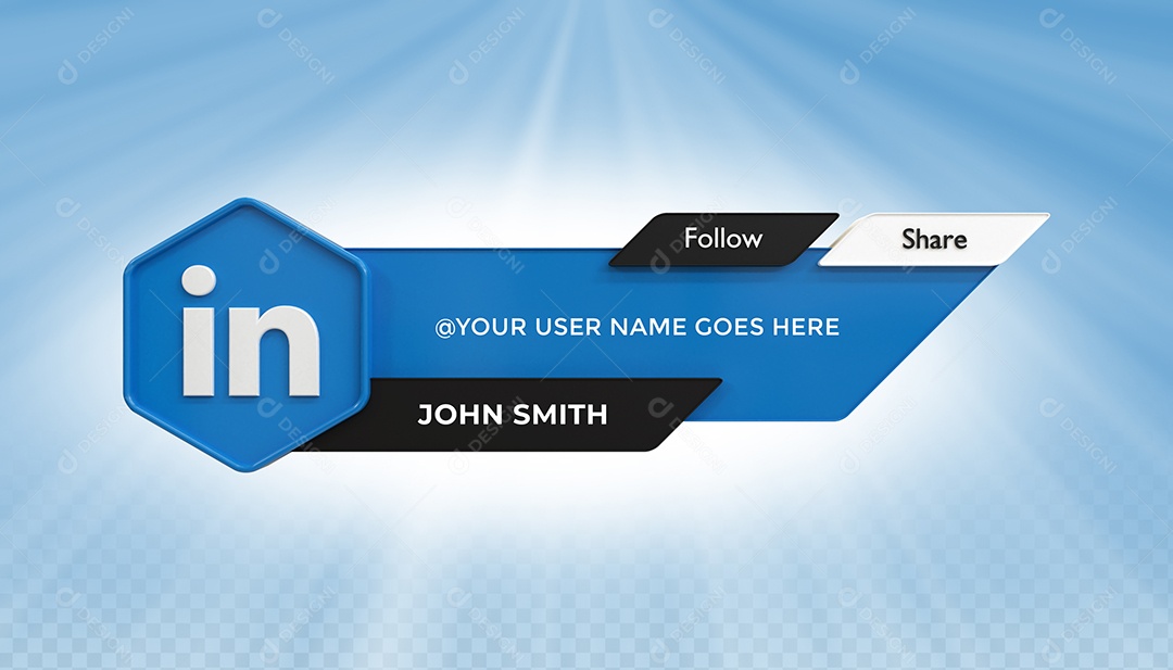 Tag de usuário Linkedin Elemento 3D Para Composição PSD