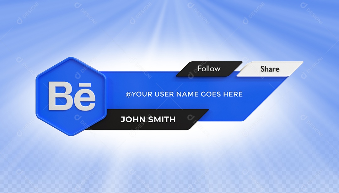 Tag de usuário Behance Elemento 3D Para Composição PSD