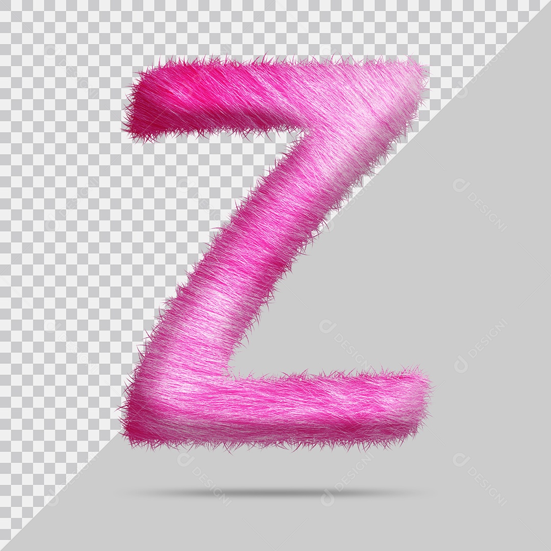 Letra Z Maiúscula com pele Rosa Pintada Ilustração 3D PSD