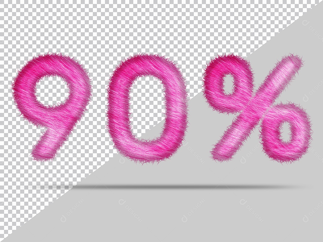 Número 90% com pele Rosa Pintada Ilustração 3D PSD