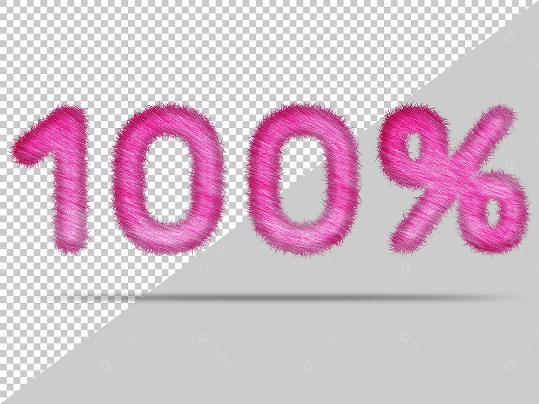 Número 100% com pele Rosa Pintada Ilustração 3D PSD