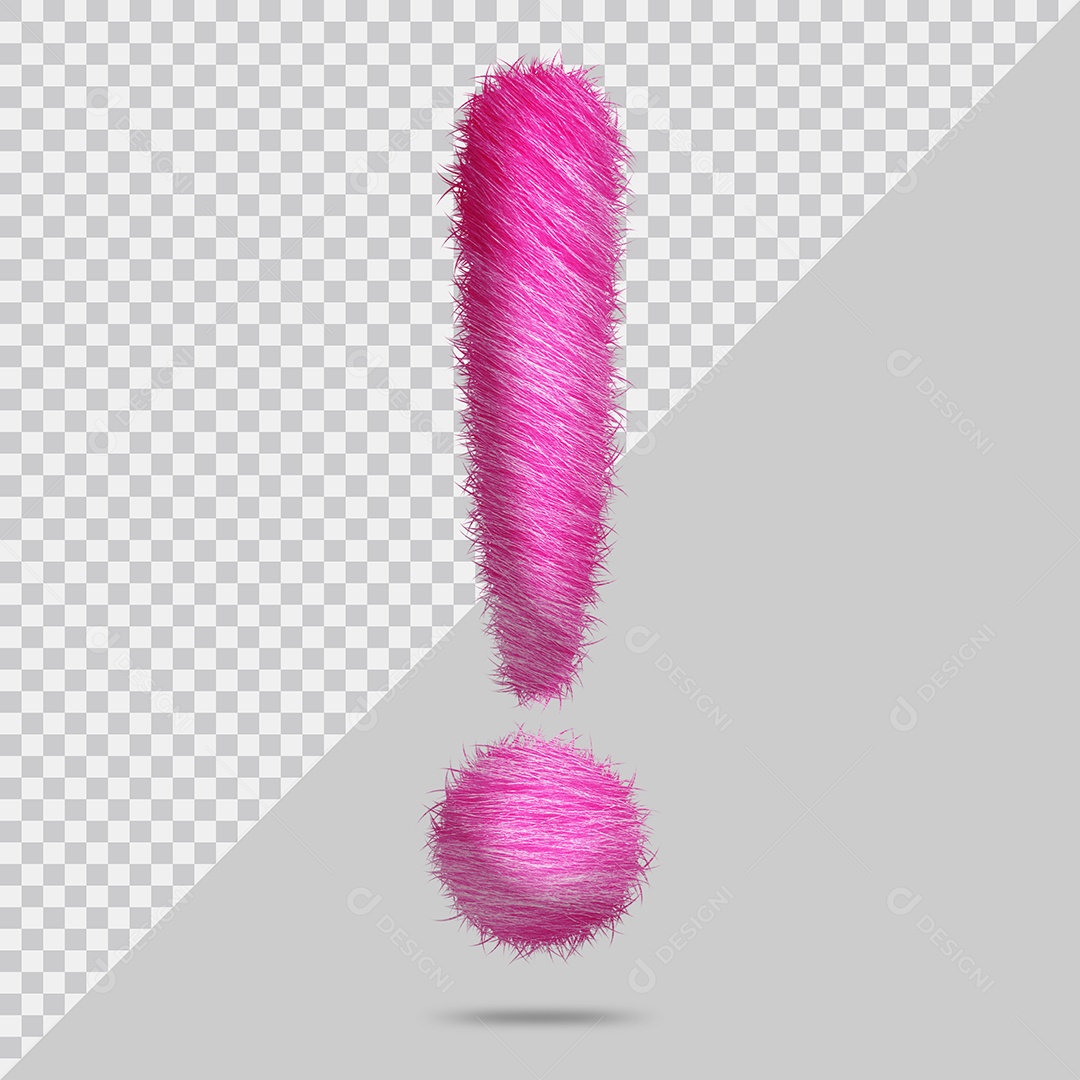 Ponto de Exclamação com pele Rosa Pintada Ilustração 3D PSD