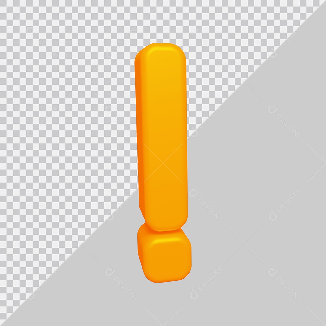 Ponto de Exclamação Laranja Ilustração 3D PSD