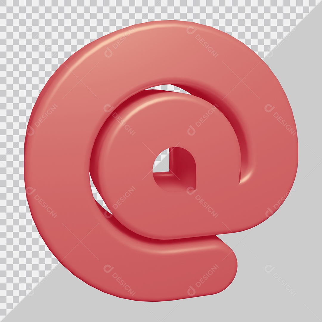 Símbolo Arroba 3D Rosa Para Composição PSD