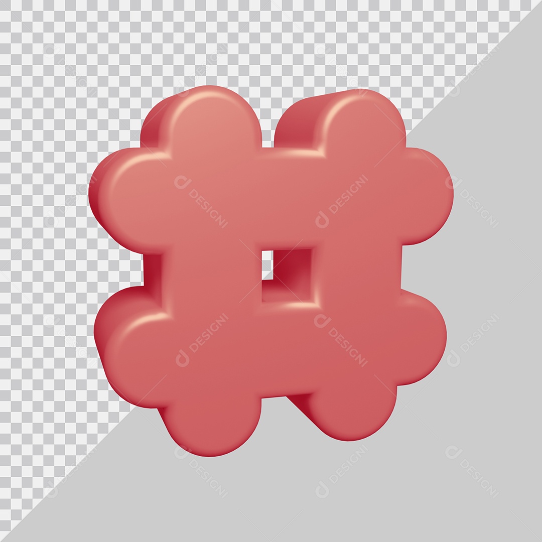 Símbolo de Hashtag 3D Rosa Para Composição PSD