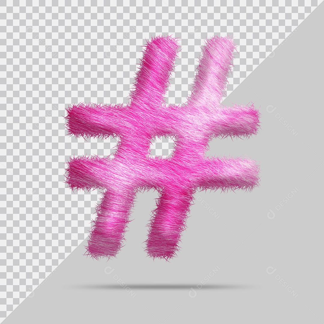 Símbolo de Hashtag com pele Rosa Pintada Ilustração 3D PSd