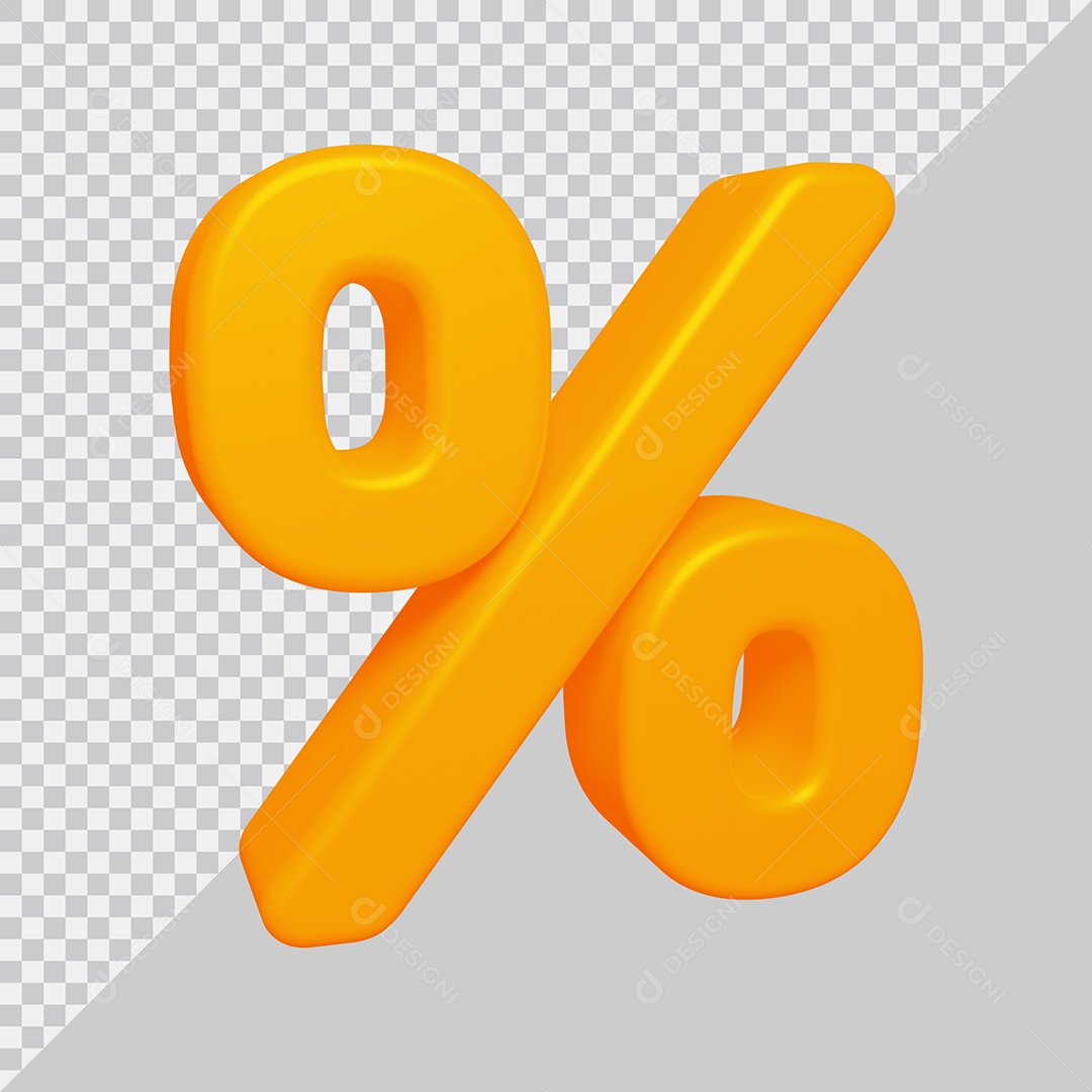 Símbolo de Porcentagem Laranja Ilustração 3D PSD